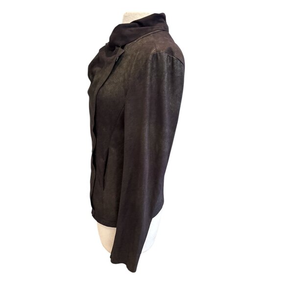 C. Luce Womens Asymmetrical Zip Long Sleeve Jacket Medium Black - Picture 4 of 10